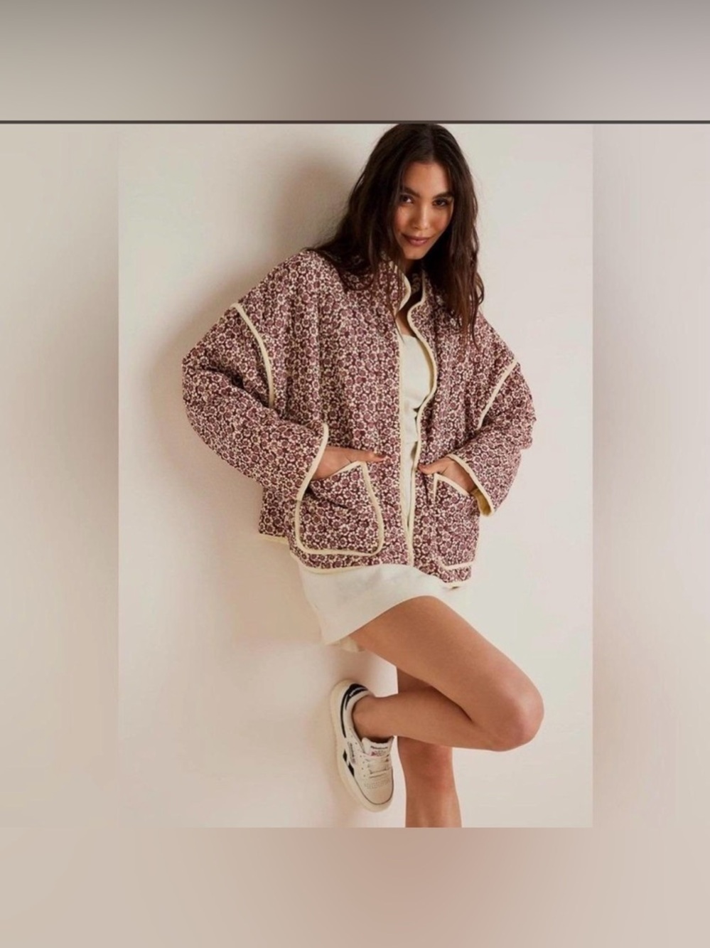Free People Chloe Jacket Floral Quilted Medium Slouchy